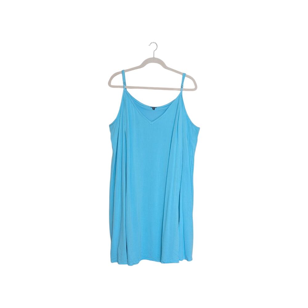 Torrid Midi Rayon Slub V Neck Cami Beach Dress Blue Radiance Gauze Womens 6X - Picture 2 of 5